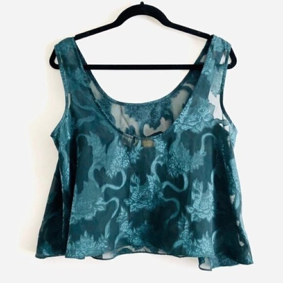 Victoria’s Secret Gold Label Crop Top M Sheer Floral Vintage Intimates Sleepwear - Picture 6 of 8
